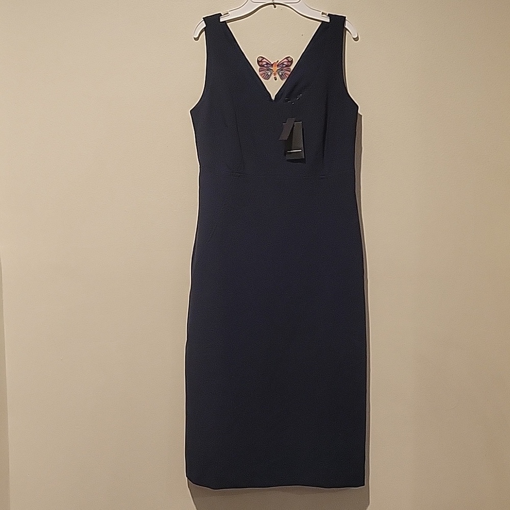 ❤️ NWT! CLUB MONACO BUTTON BACK VENT NAVY BLUE SHEATH DRESS, 2 - Picture 6 of 14